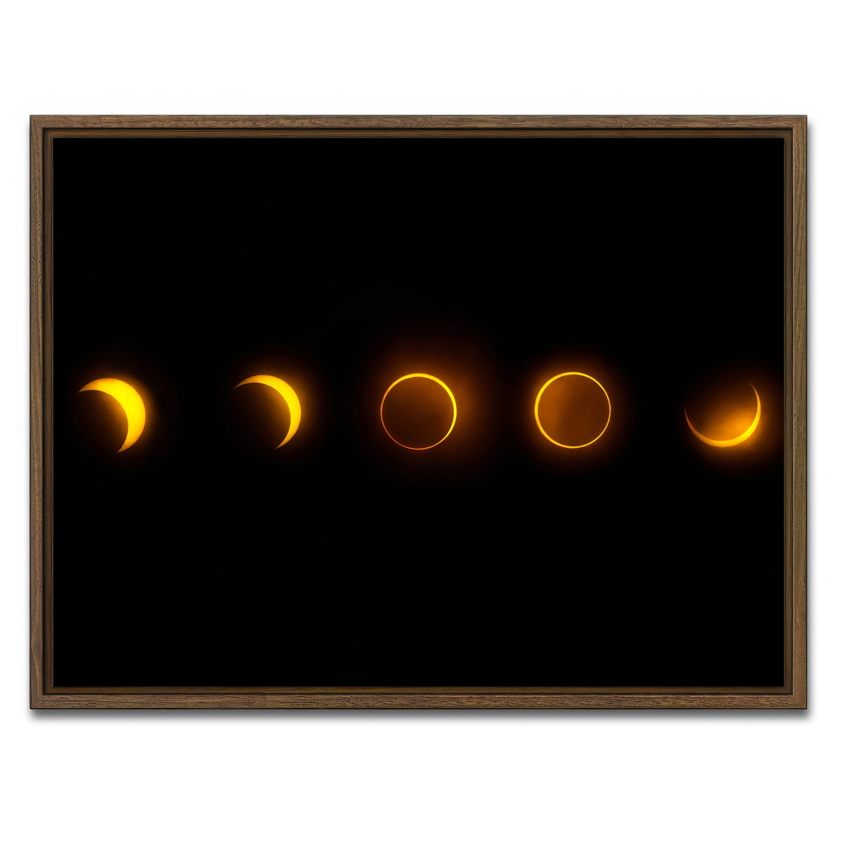 AUTO-MOCKUP WHITE | Annular Solar Eclipse - Brazil 2023 | 1 Piece | Walnut Framed Canvas | group=4x3
