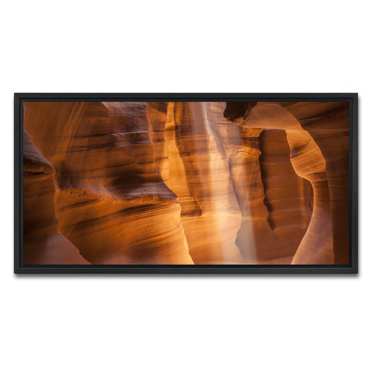 AUTO-MOCKUP WHITE | Antelope Canyon Gorgeous Lightbeam | 1 Piece | Black Framed Canvas | group=2x1