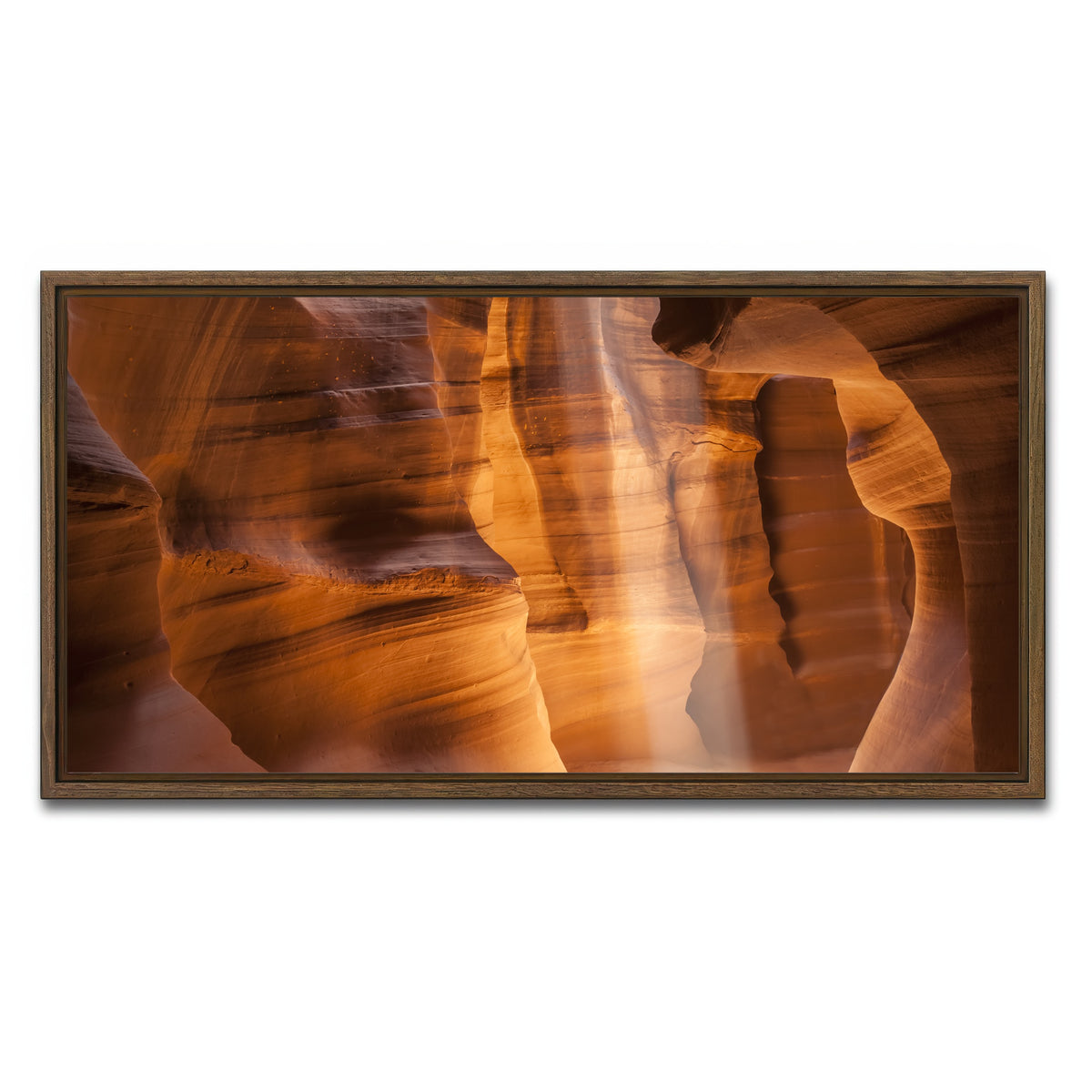 AUTO-MOCKUP WHITE | Antelope Canyon Gorgeous Lightbeam | 1 Piece | Walnut Framed Canvas | group=2x1