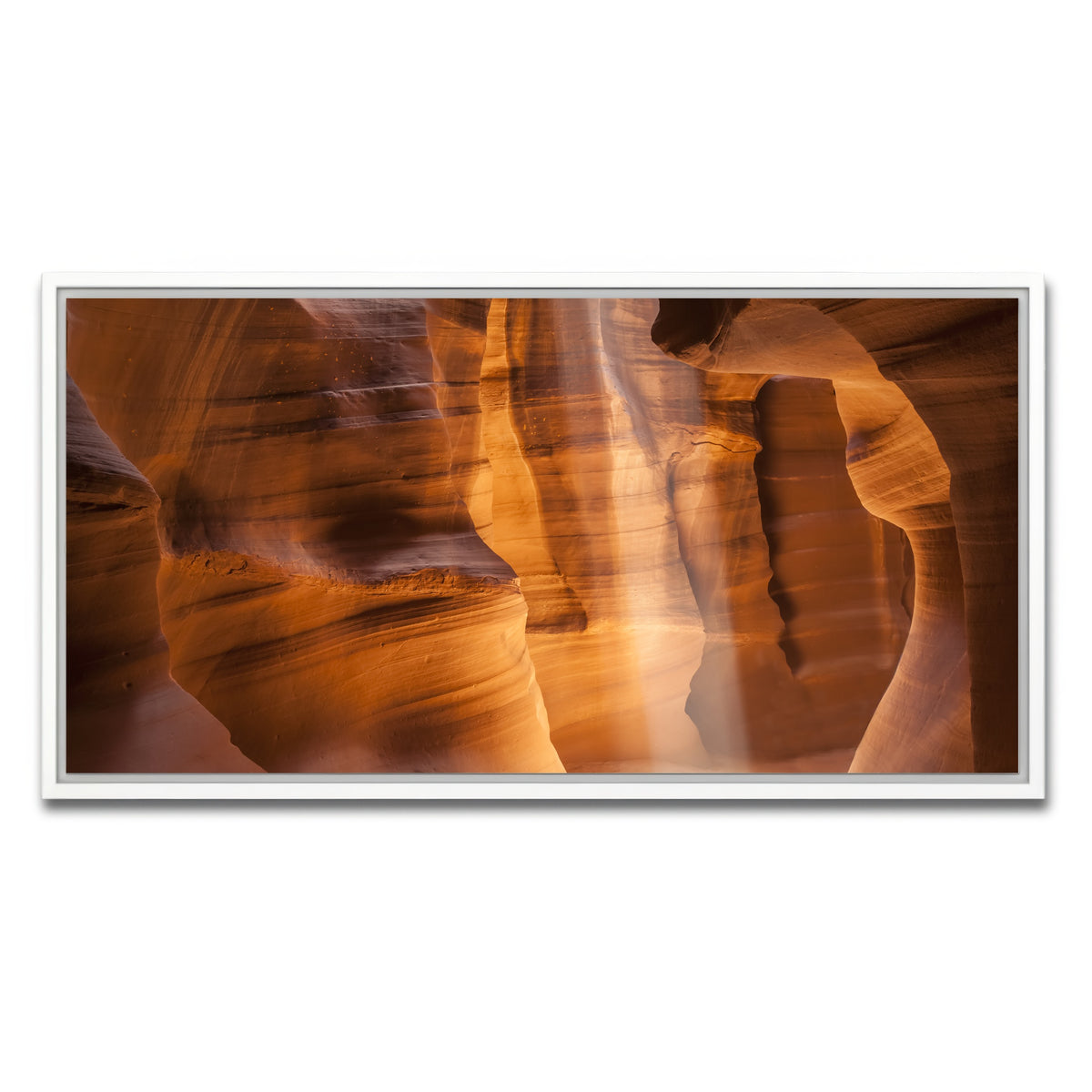 AUTO-MOCKUP WHITE | Antelope Canyon Gorgeous Lightbeam | 1 Piece | White Framed Canvas | group=2x1