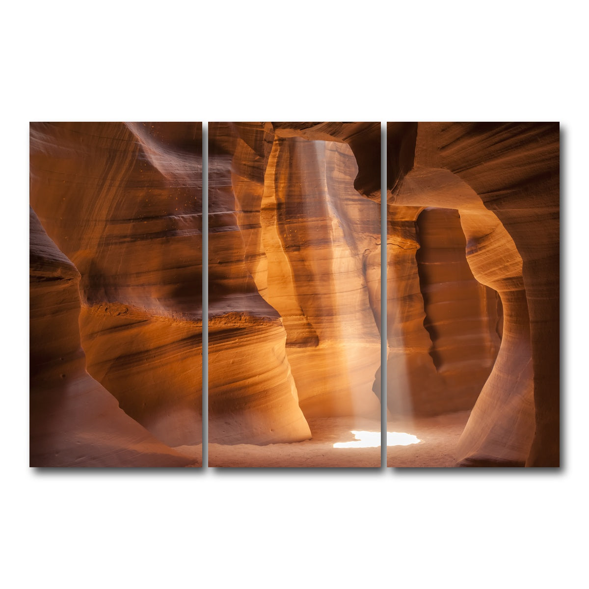 AUTO-MOCKUP WHITE | Antelope Canyon Gorgeous Lightbeam | 3 Piece | Gallery Wrap Canvas | group=12x24