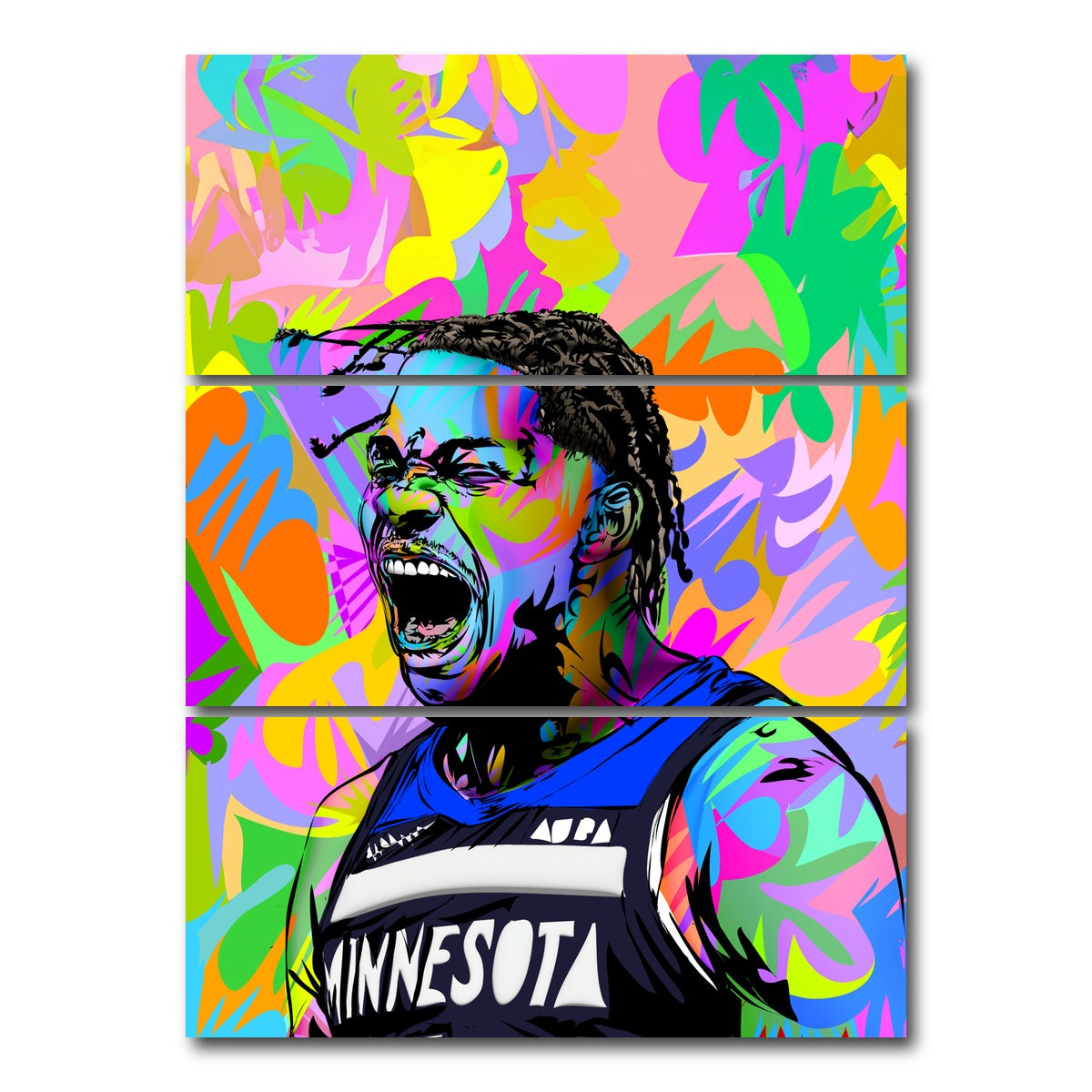 AUTO-MOCKUP WHITE | Anthony Edwards | 3 Piece | Gallery Wrap Canvas | group=8x18_stacked