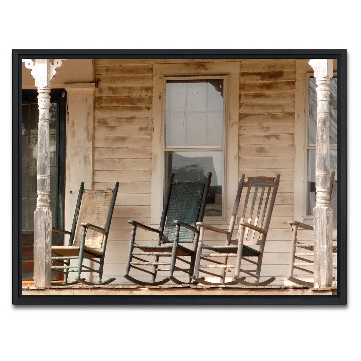 AUTO-MOCKUP WHITE | Antique Rocking Chairs in Rural Connecticut | 1 Piece | Black Framed Canvas | group=4x3