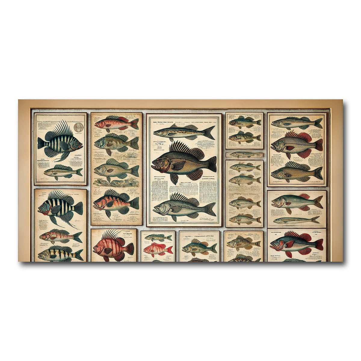 AUTO-MOCKUP WHITE | Antique fish illustrations | 1 Piece | Gallery Wrap Canvas | group=2x1