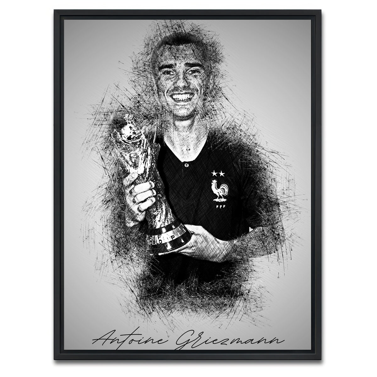 AUTO-MOCKUP WHITE | Antoine Griezmann | 1 Piece | Black Framed Canvas | group=3x4
