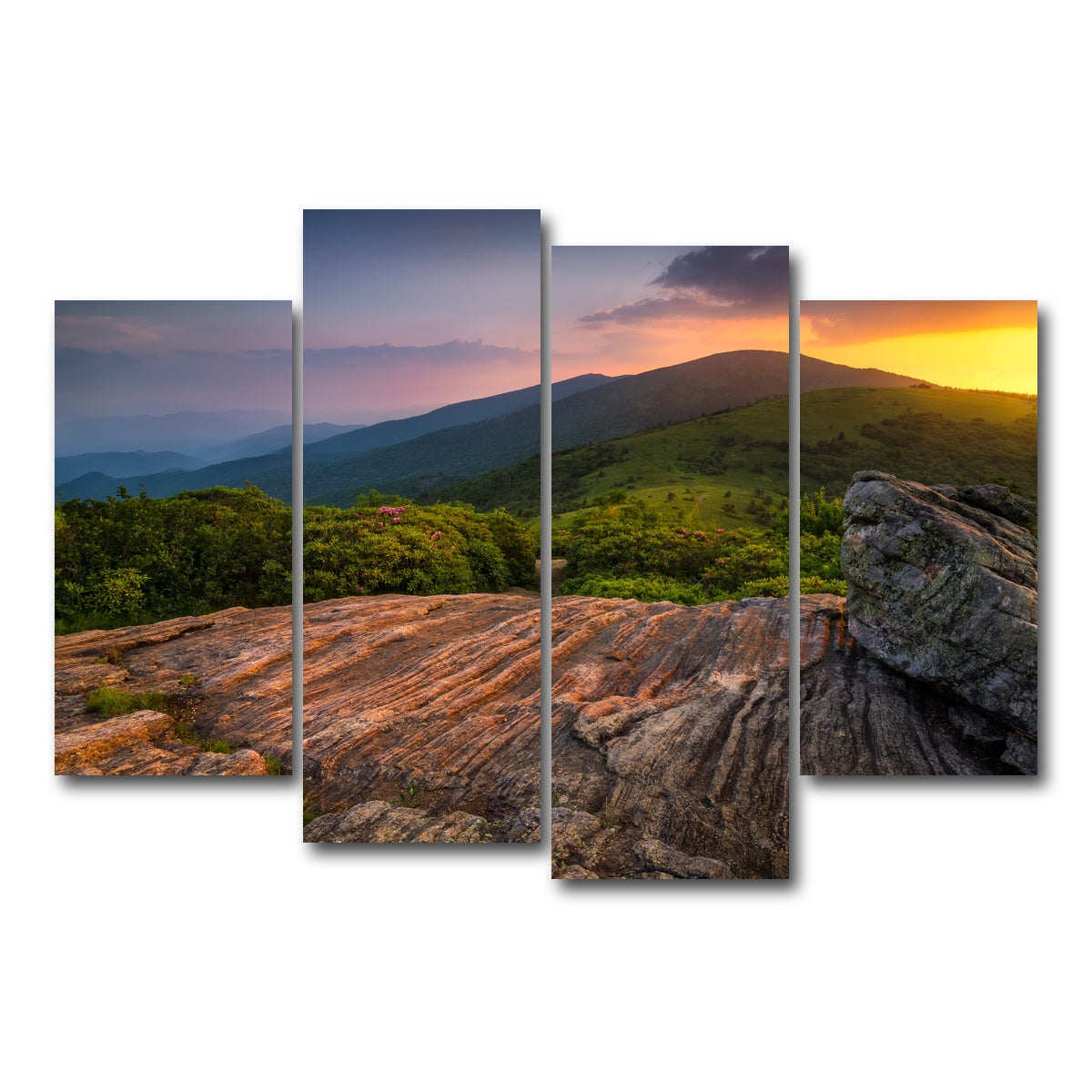 AUTO-MOCKUP WHITE | Appalachian Trail Roan Mountain state Park | 4 Piece | Gallery Wrap Canvas | group=4_short