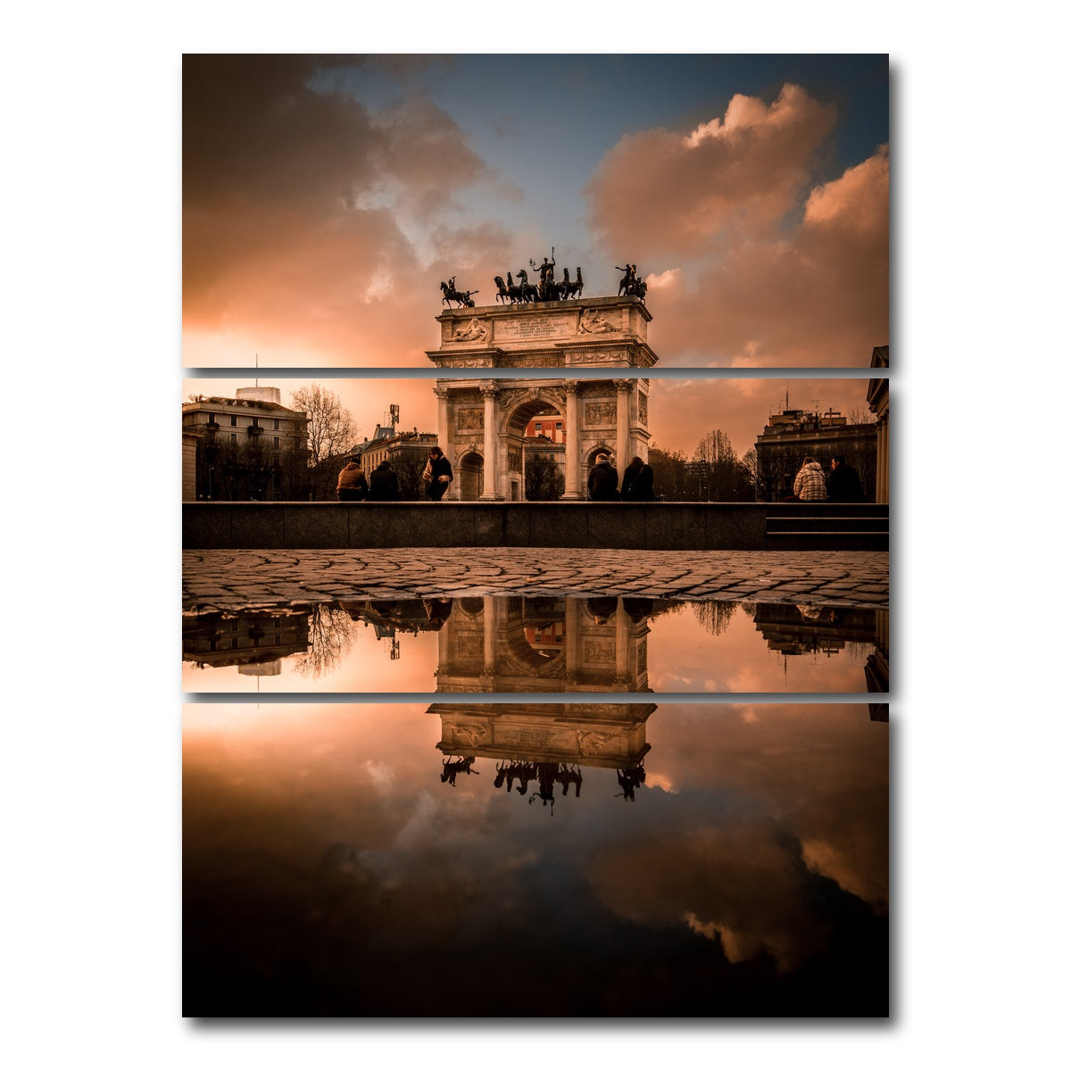 AUTO-MOCKUP WHITE | Arco della Pace | 3 Piece | Gallery Wrap Canvas | group=8x18_stacked