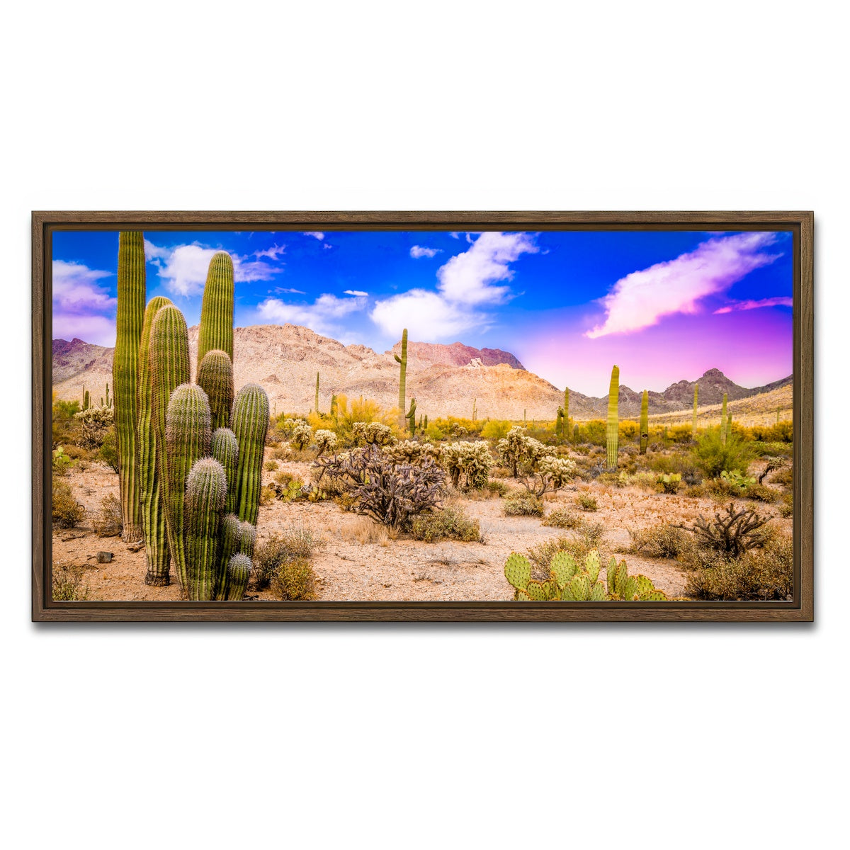AUTO-MOCKUP WHITE | Arizona Desert Springtime | 1 Piece | Walnut Framed Canvas | group=2x1