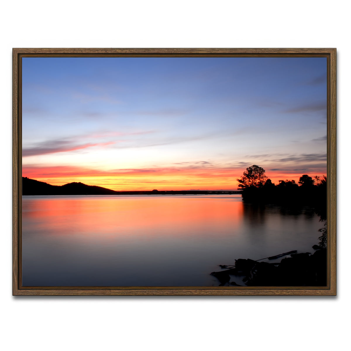 AUTO-MOCKUP WHITE | Arkansas River Sunset | 1 Piece | Walnut Framed Canvas | group=4x3