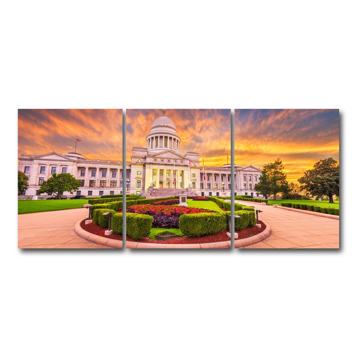 AUTO-MOCKUP WHITE | Arkansas State Capitol Building | 3 Piece | Gallery Wrap Canvas | group=18x24