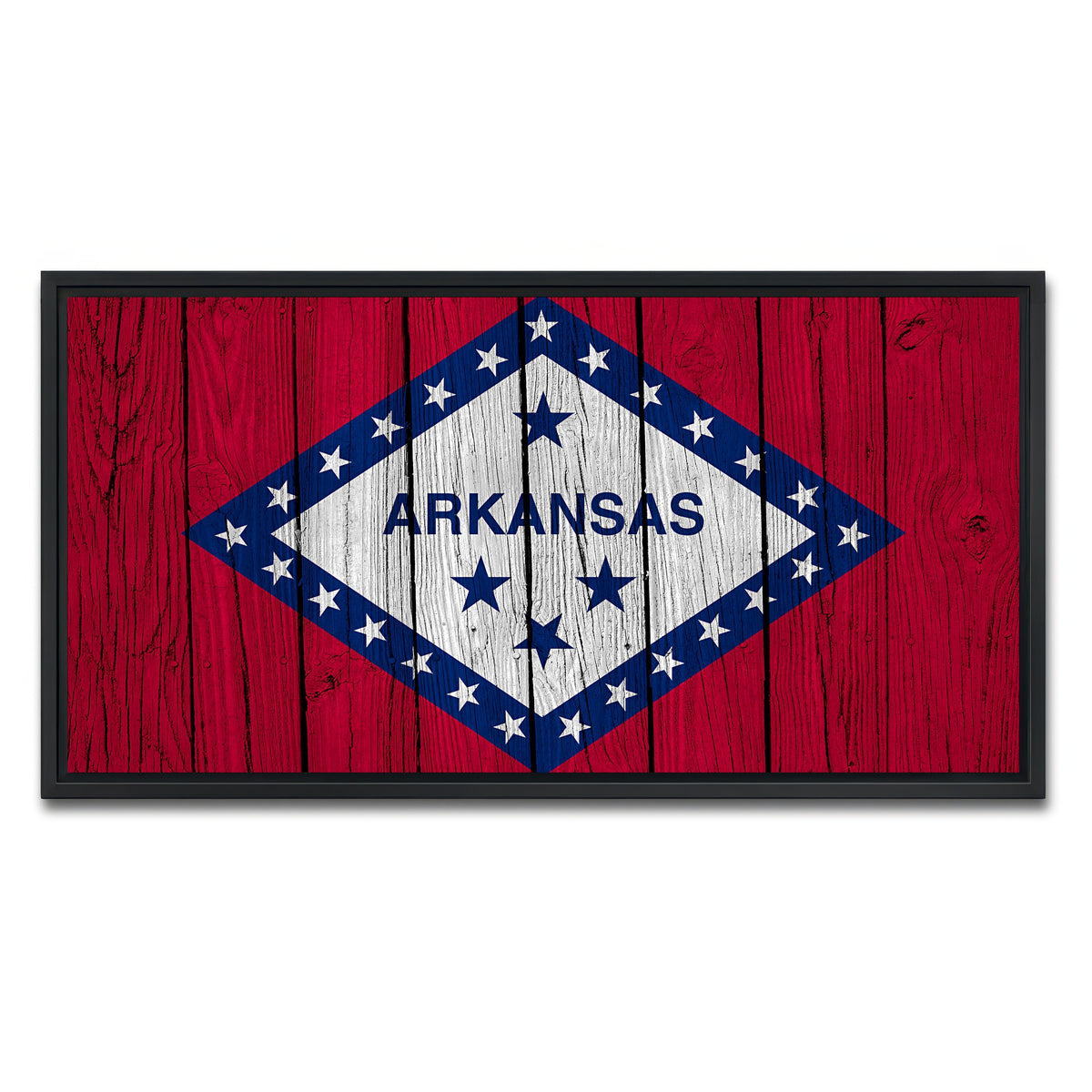 AUTO-MOCKUP WHITE | Arkansas State Flag | 1 Piece | Black Framed Canvas | group=2x1