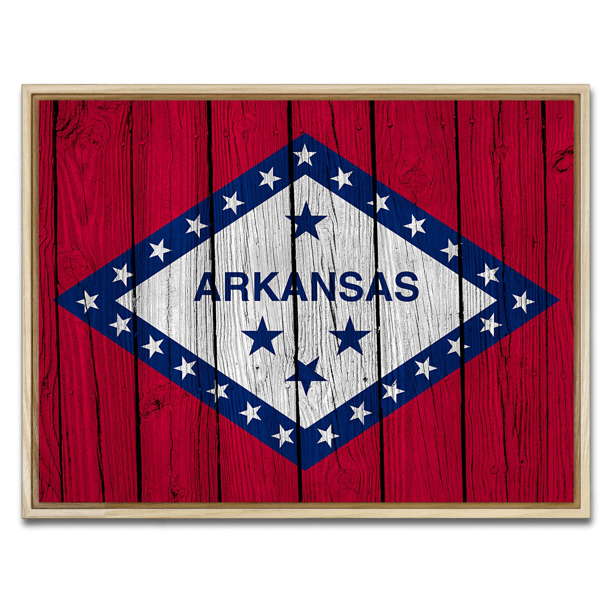 AUTO-MOCKUP WHITE | Arkansas State Flag | 1 Piece | Natural Framed Canvas | group=4x3
