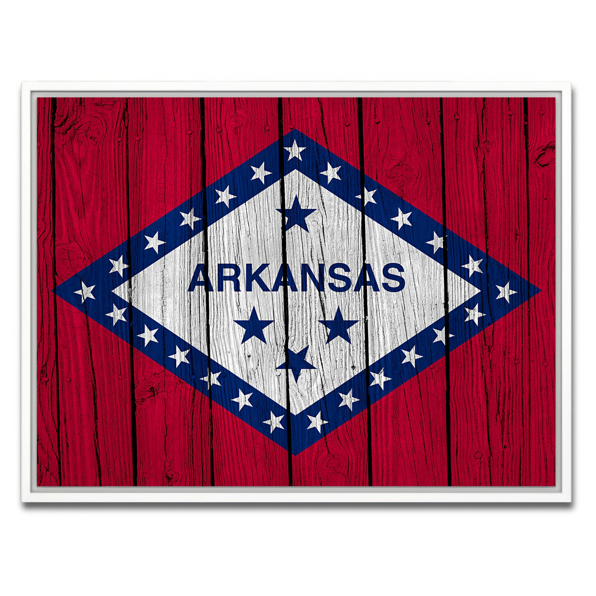 AUTO-MOCKUP WHITE | Arkansas State Flag | 1 Piece | White Framed Canvas | group=4x3