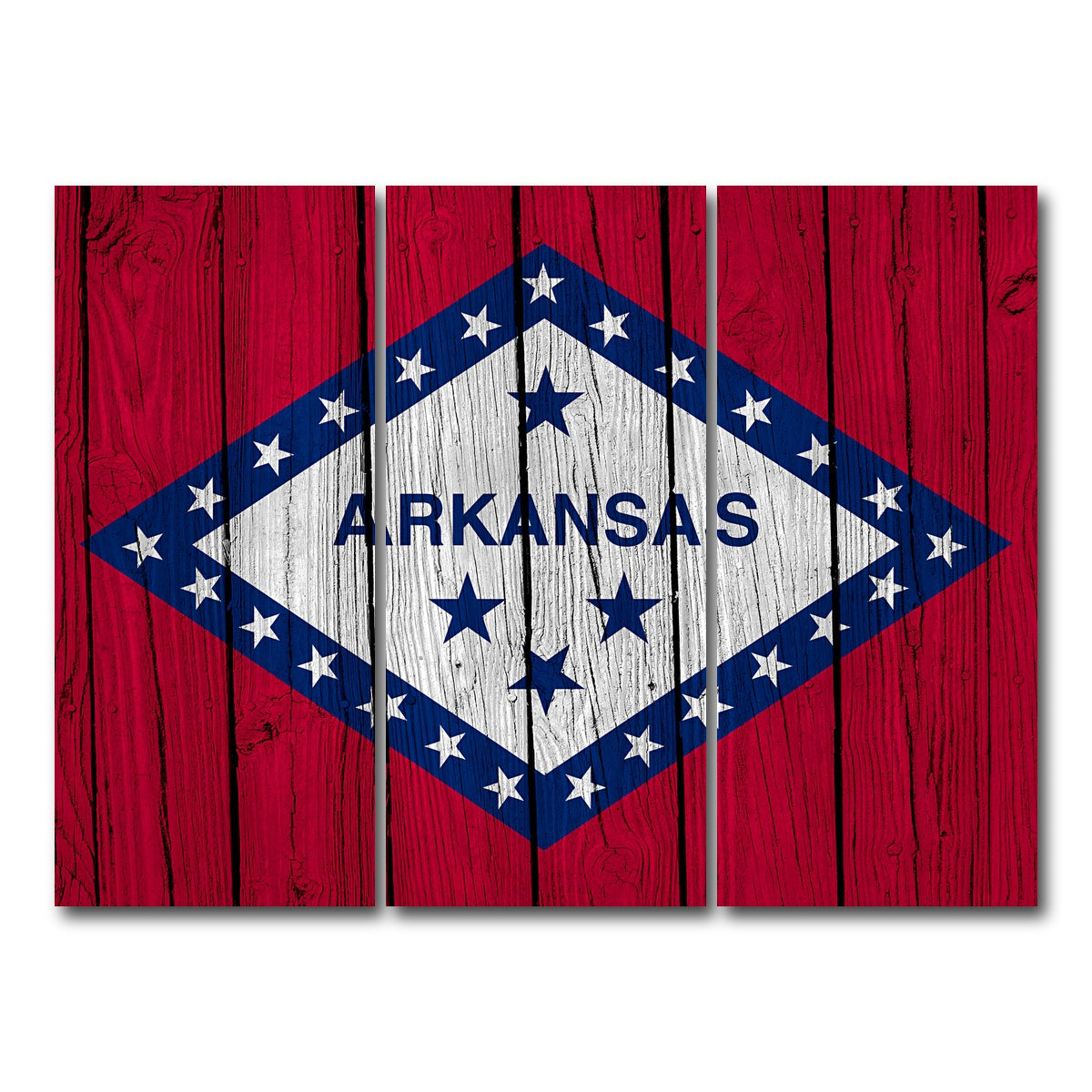 AUTO-MOCKUP WHITE | Arkansas State Flag | 3 Piece | Gallery Wrap Canvas | group=8x18