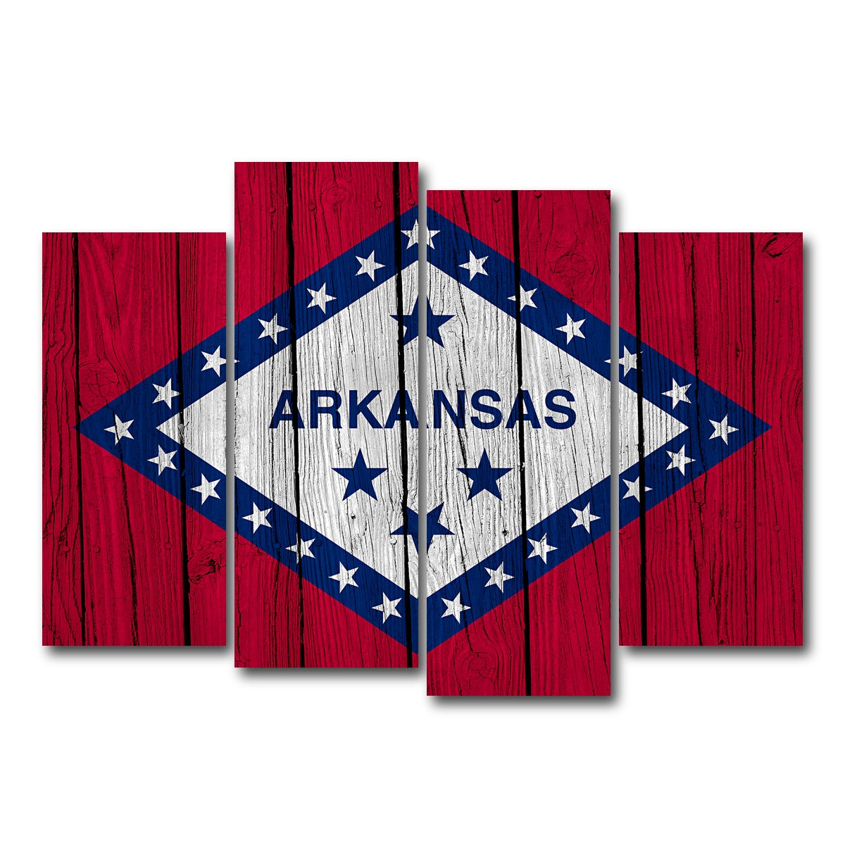 AUTO-MOCKUP WHITE | Arkansas State Flag | 4 Piece | Gallery Wrap Canvas | group=4_normal