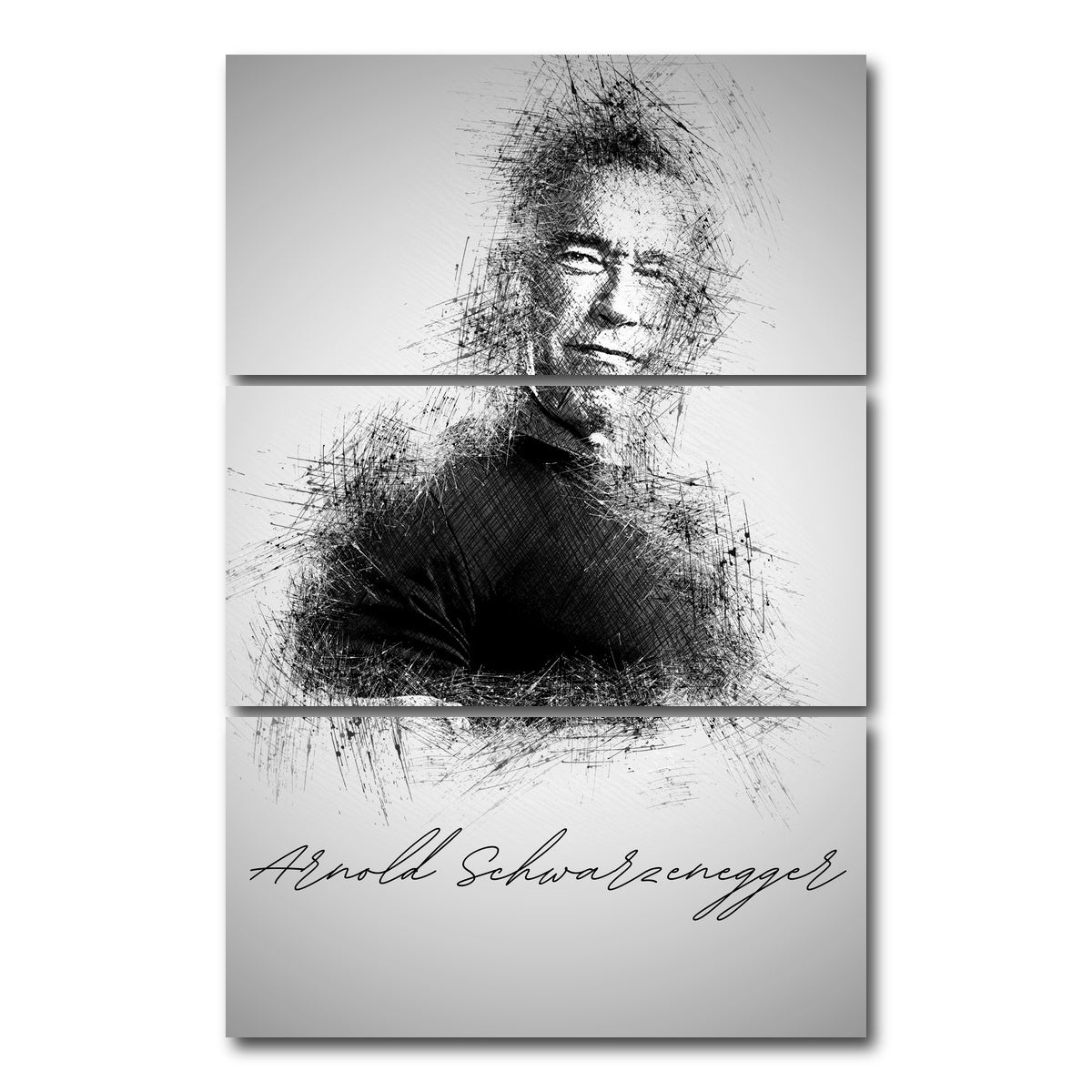 AUTO-MOCKUP WHITE | Arnold Schwarzenegger | 3 Piece | Gallery Wrap Canvas | group=12x24_stacked
