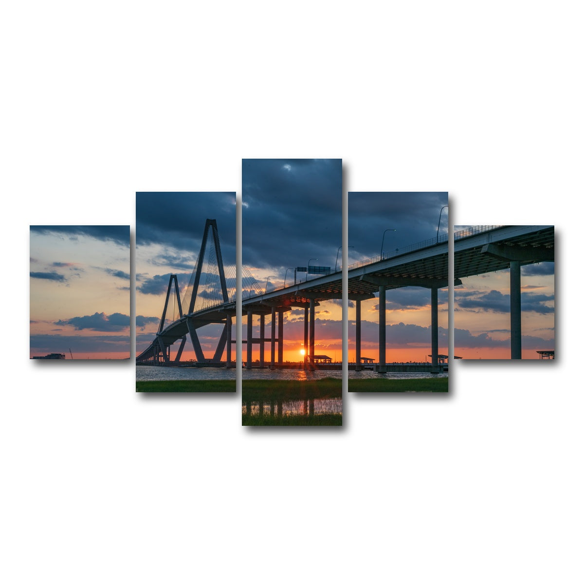 AUTO-MOCKUP WHITE | Arthur Ravenel Jr. Bridge | 5 Piece | Gallery Wrap Canvas | group=5_short