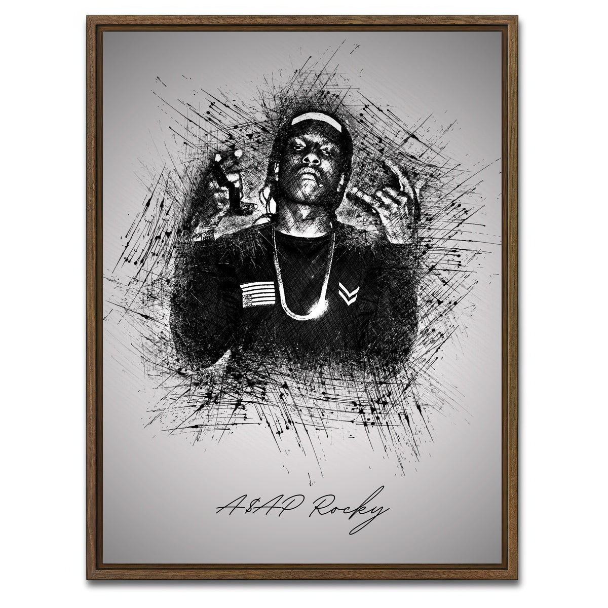 AUTO-MOCKUP WHITE | Asap Rocky Hands | 1 Piece | Walnut Framed Canvas | group=3x4