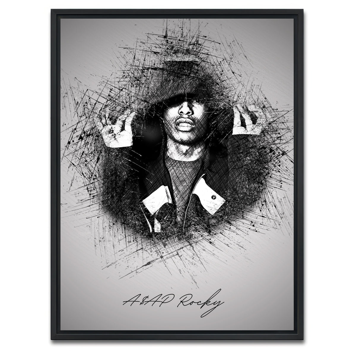 AUTO-MOCKUP WHITE | Asap Rocky Hood | 1 Piece | Black Framed Canvas | group=3x4