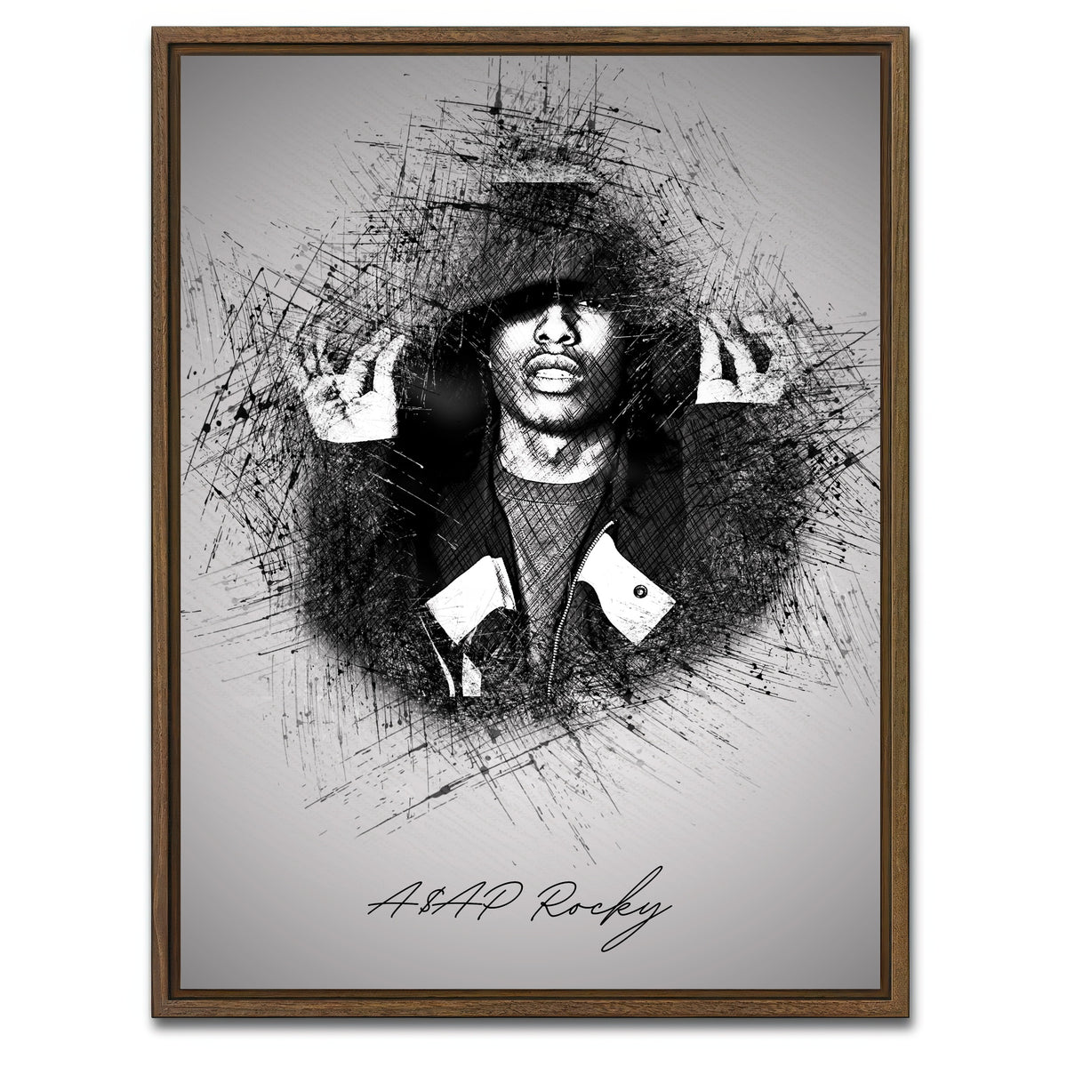 AUTO-MOCKUP WHITE | Asap Rocky Hood | 1 Piece | Walnut Framed Canvas | group=3x4