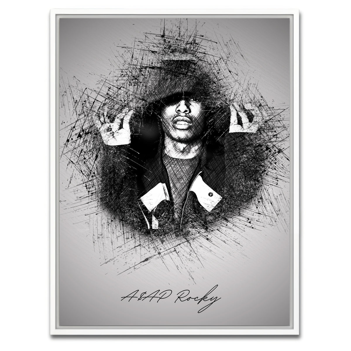 AUTO-MOCKUP WHITE | Asap Rocky Hood | 1 Piece | White Framed Canvas | group=3x4