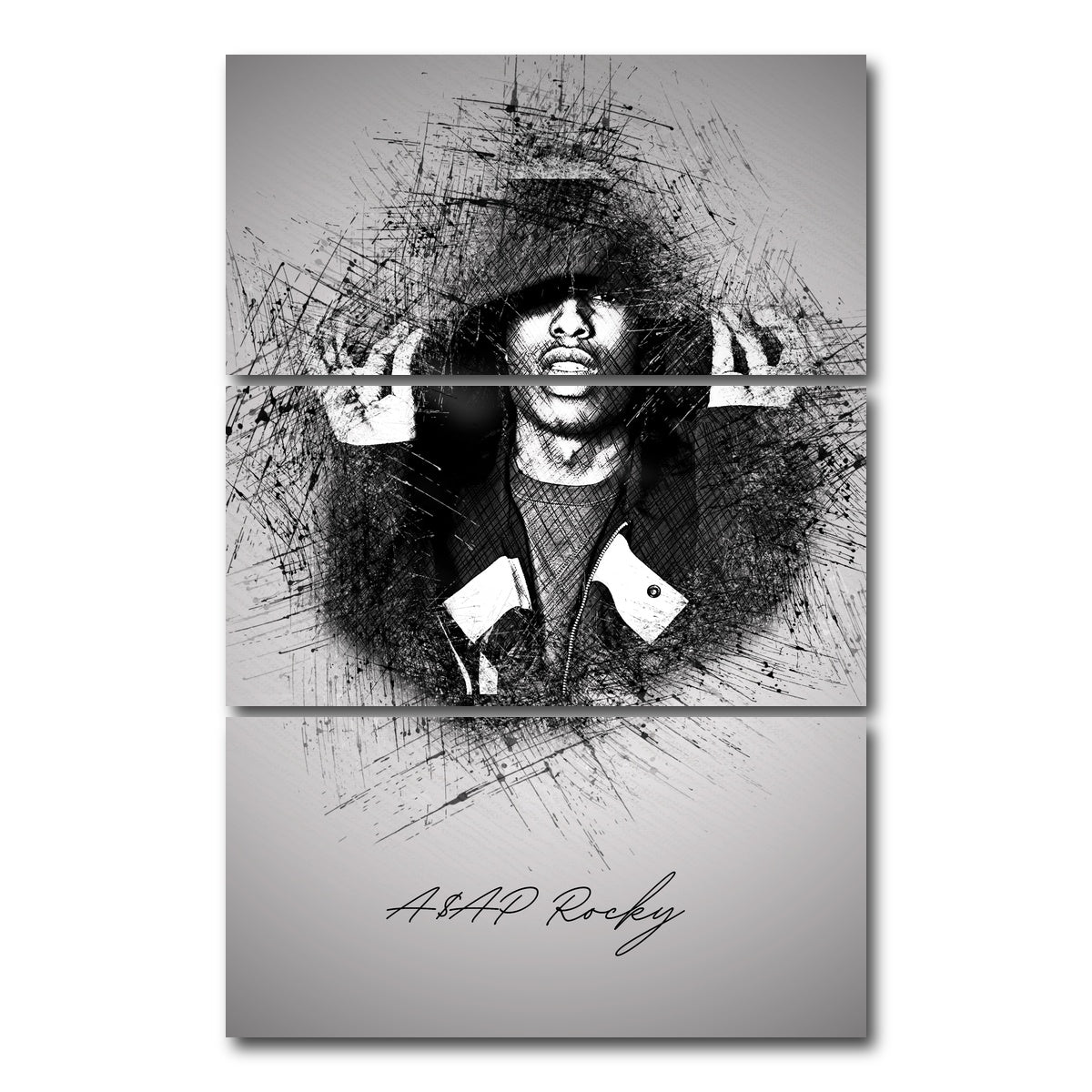 AUTO-MOCKUP WHITE | Asap Rocky Hood | 3 Piece | Gallery Wrap Canvas | group=12x24_stacked