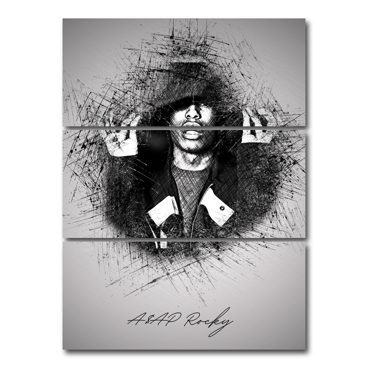 AUTO-MOCKUP WHITE | Asap Rocky Hood | 3 Piece | Gallery Wrap Canvas | group=8x18_stacked