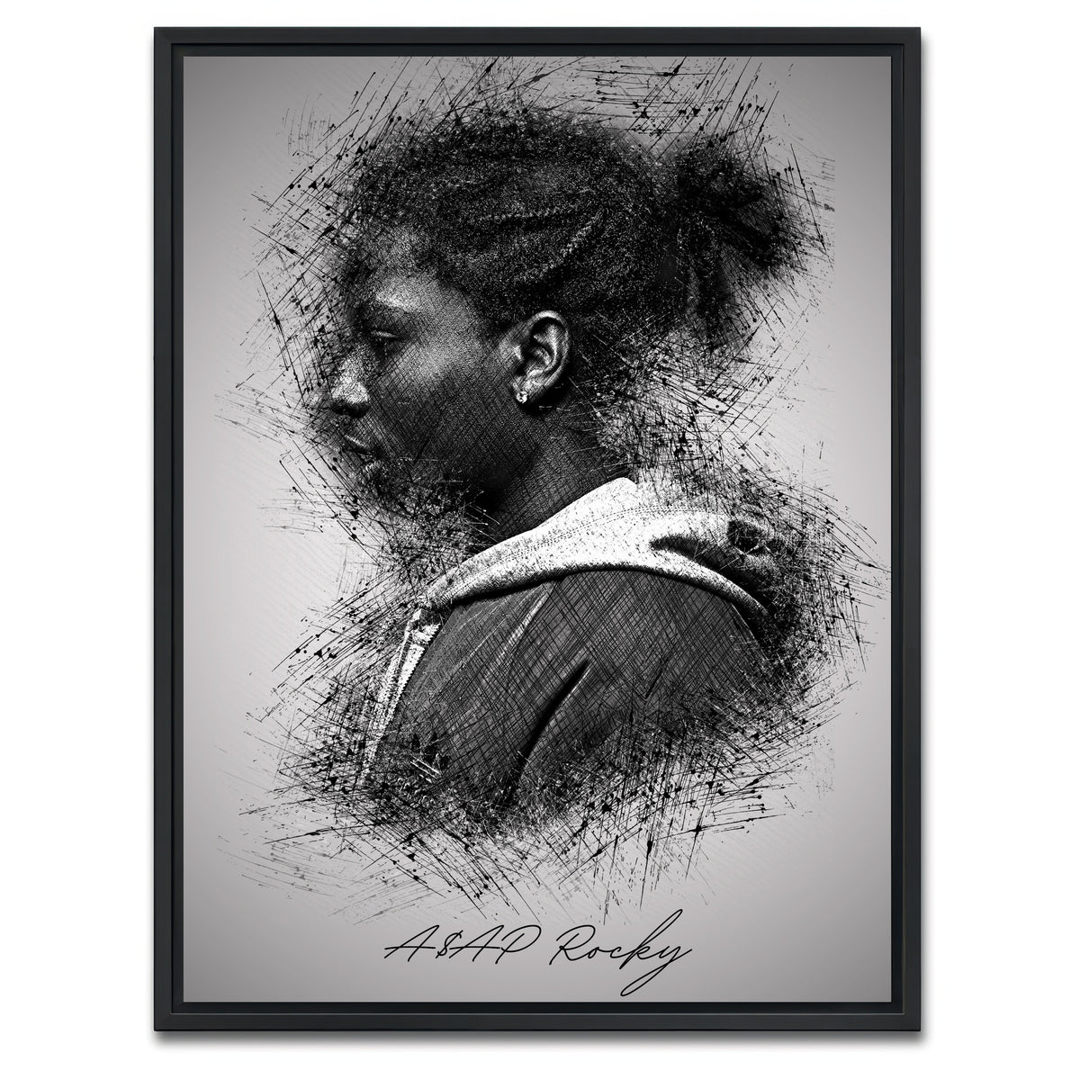 AUTO-MOCKUP WHITE | Asap Rocky Side | 1 Piece | Black Framed Canvas | group=3x4