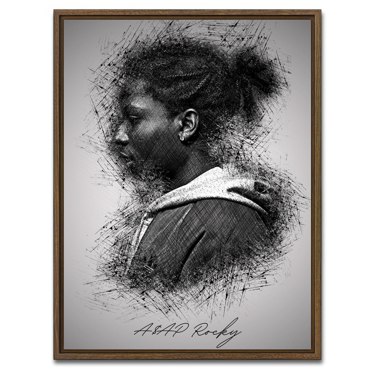 AUTO-MOCKUP WHITE | Asap Rocky Side | 1 Piece | Walnut Framed Canvas | group=3x4