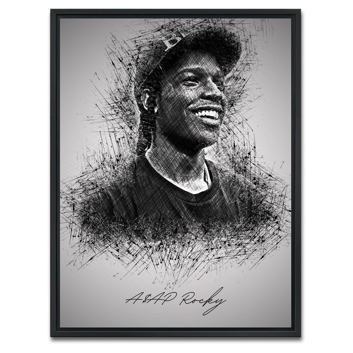 AUTO-MOCKUP WHITE | Asap Rocky Smile | 1 Piece | Black Framed Canvas | group=3x4