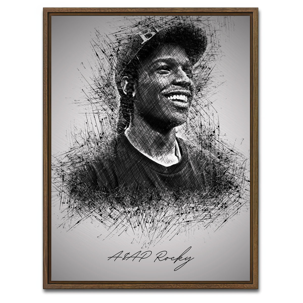 AUTO-MOCKUP WHITE | Asap Rocky Smile | 1 Piece | Walnut Framed Canvas | group=3x4