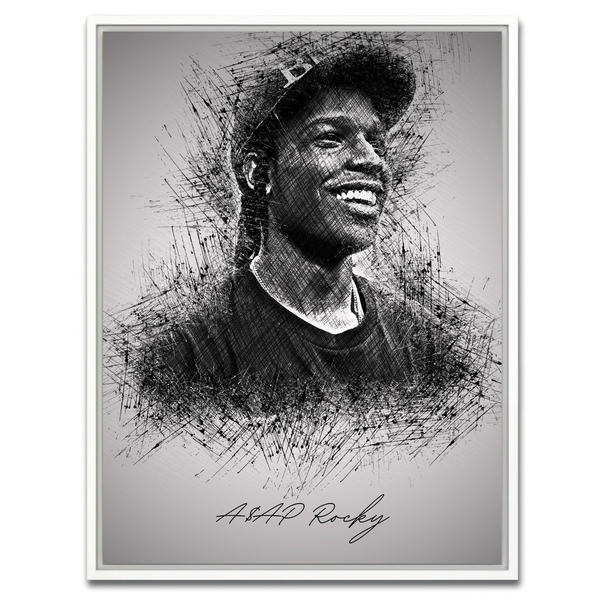 AUTO-MOCKUP WHITE | Asap Rocky Smile | 1 Piece | White Framed Canvas | group=3x4