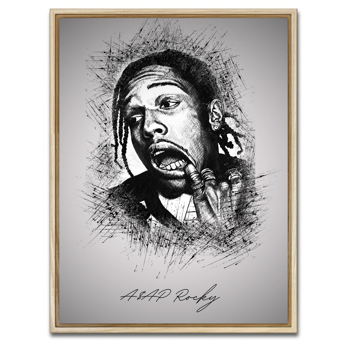 AUTO-MOCKUP WHITE | Asap Rocky Teeth | 1 Piece | Natural Framed Canvas | group=3x4
