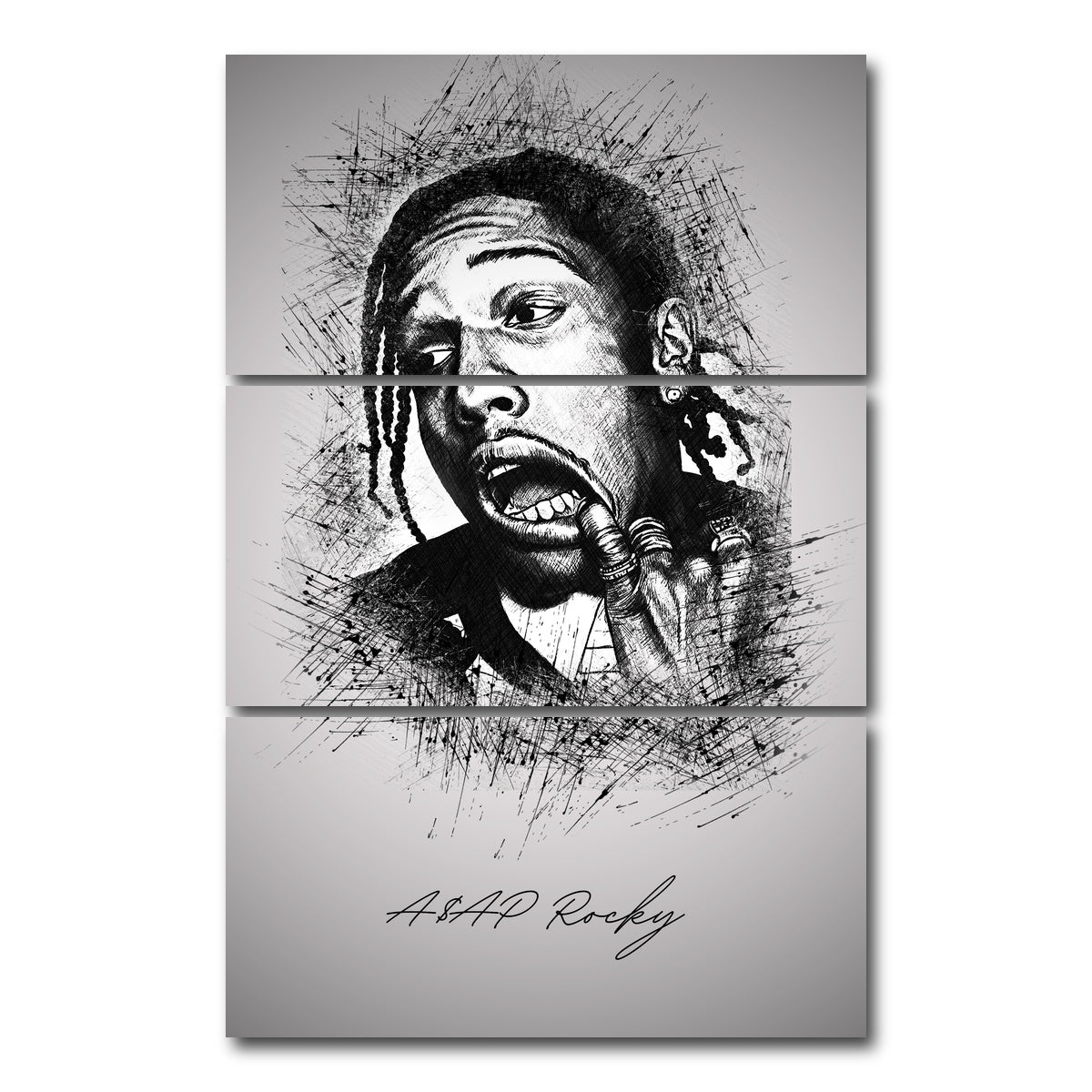 AUTO-MOCKUP WHITE | Asap Rocky Teeth | 3 Piece | Gallery Wrap Canvas | group=12x24_stacked