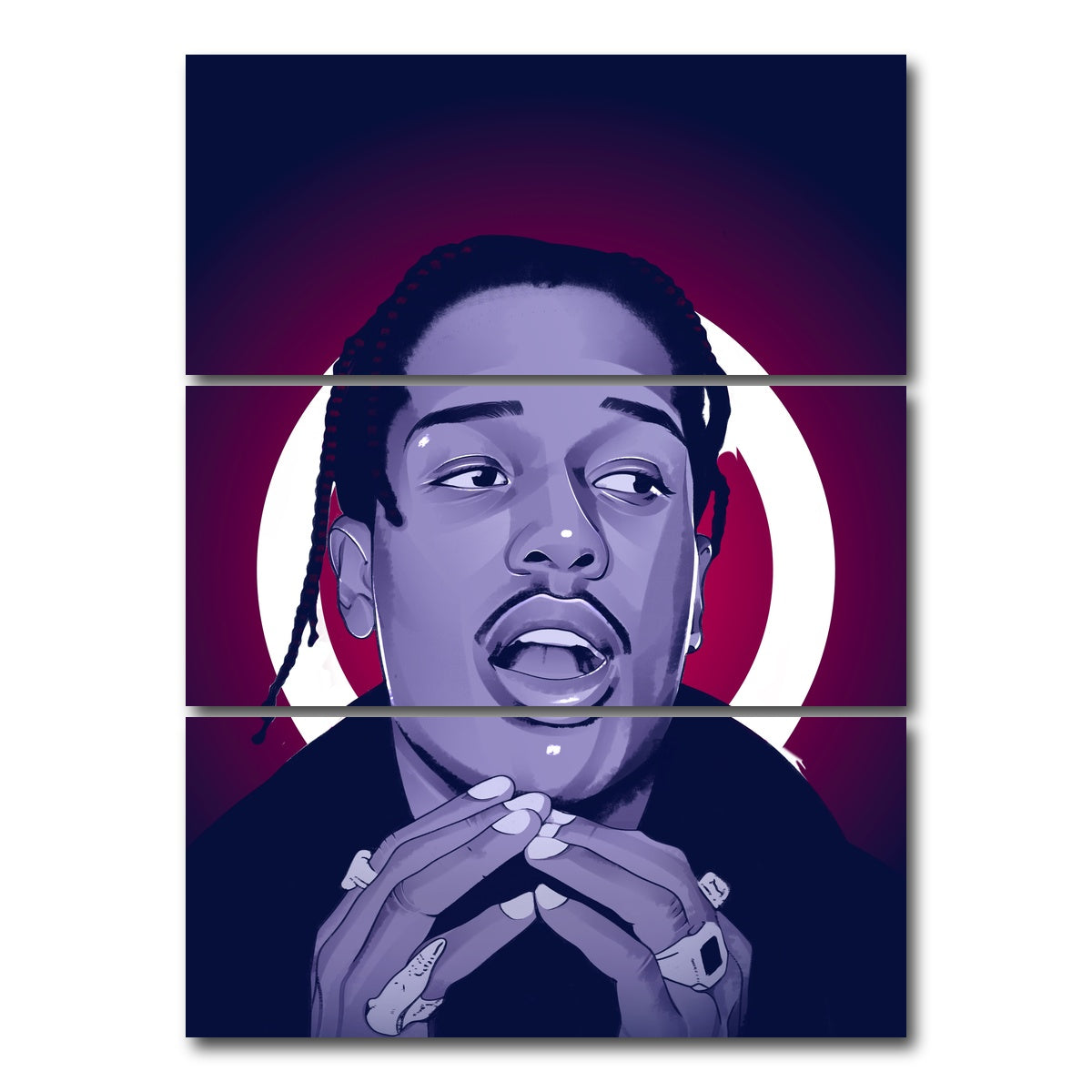 AUTO-MOCKUP WHITE | Asap Rocky | 3 Piece | Gallery Wrap Canvas | group=8x18_stacked