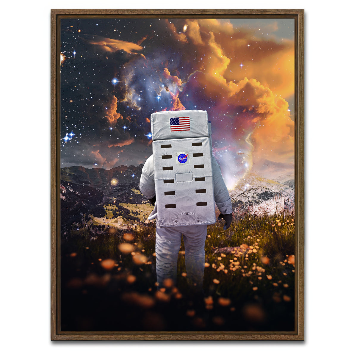 AUTO-MOCKUP WHITE | Astro flower canvas art | 1 Piece | Walnut Framed Canvas | group=3x4