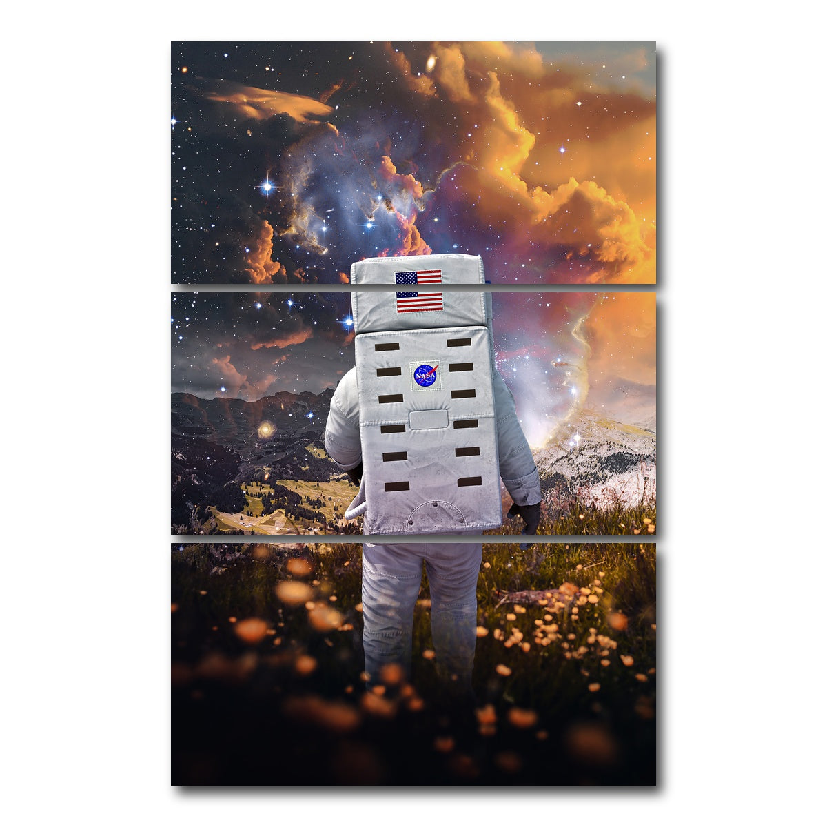 AUTO-MOCKUP WHITE | Astro flower canvas art | 3 Piece | Gallery Wrap Canvas | group=12x24_stacked