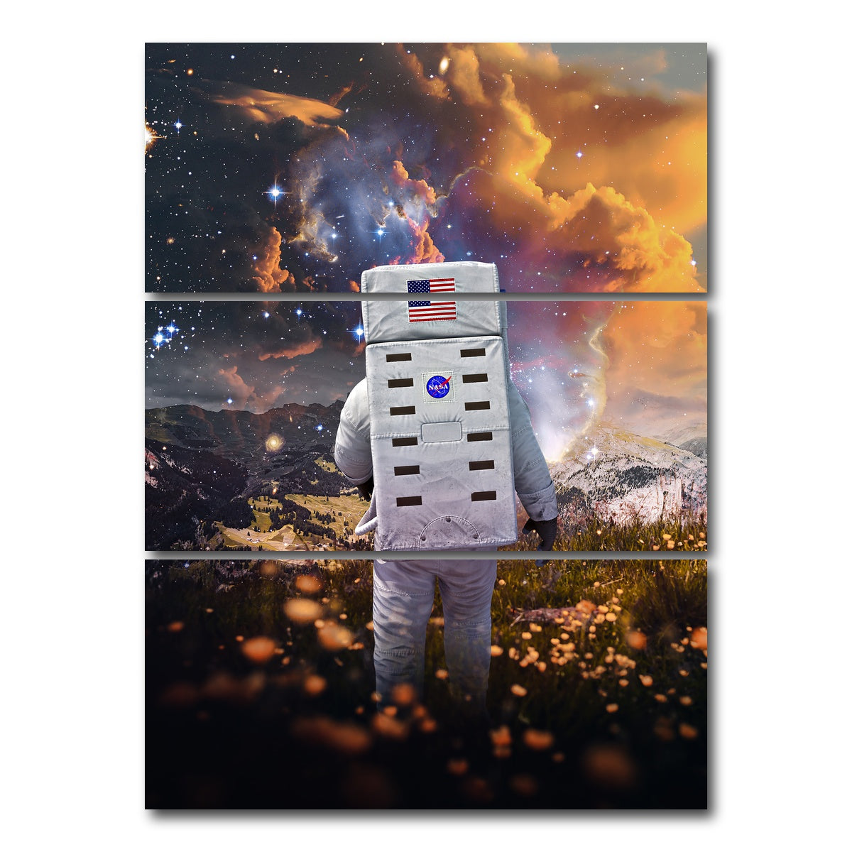 AUTO-MOCKUP WHITE | Astro flower canvas art | 3 Piece | Gallery Wrap Canvas | group=8x18_stacked