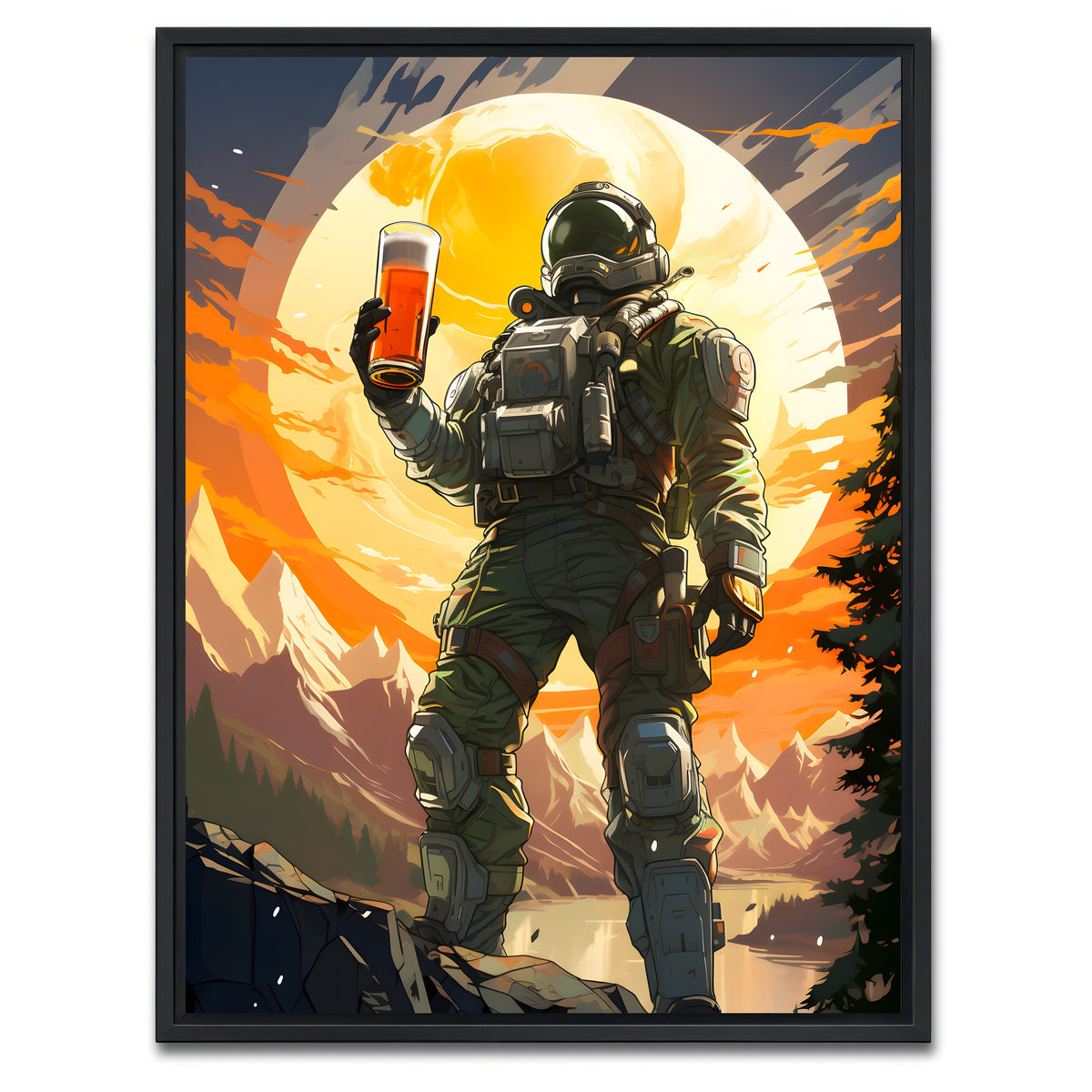 AUTO-MOCKUP WHITE | Astronaut Beer | 1 Piece | Black Framed Canvas | group=3x4