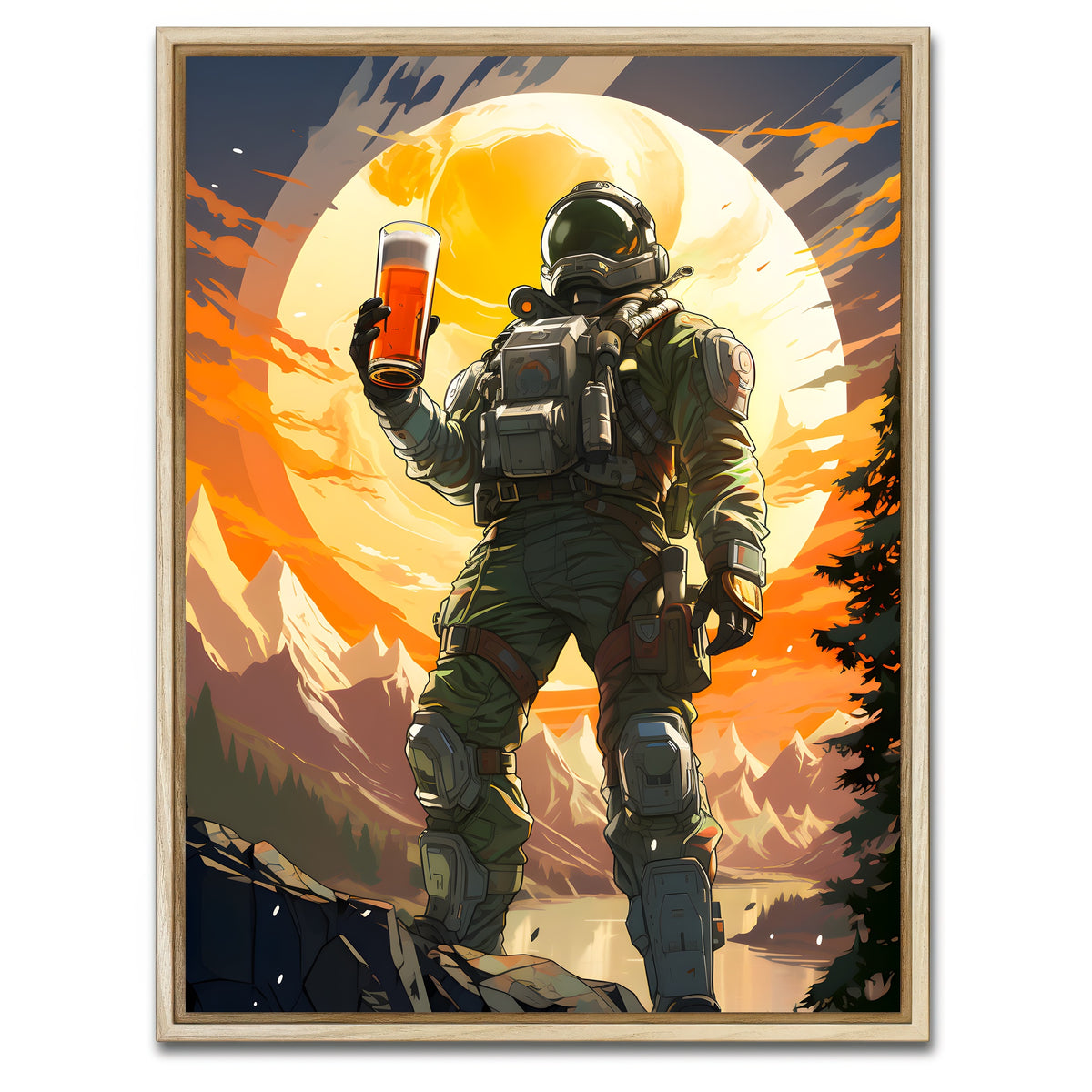 AUTO-MOCKUP WHITE | Astronaut Beer | 1 Piece | Natural Framed Canvas | group=3x4