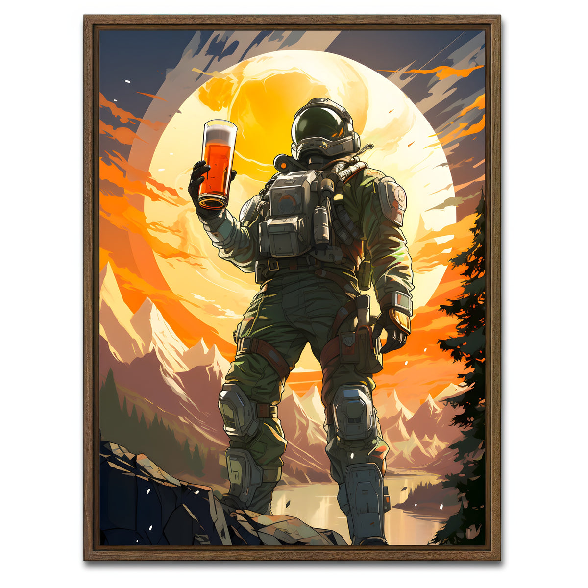 AUTO-MOCKUP WHITE | Astronaut Beer | 1 Piece | Walnut Framed Canvas | group=3x4