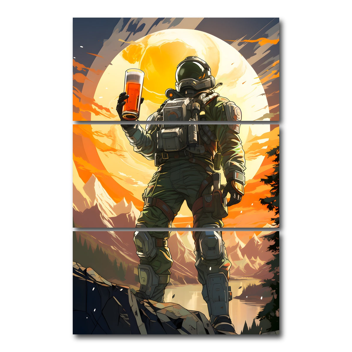 AUTO-MOCKUP WHITE | Astronaut Beer | 3 Piece | Gallery Wrap Canvas | group=12x24_stacked