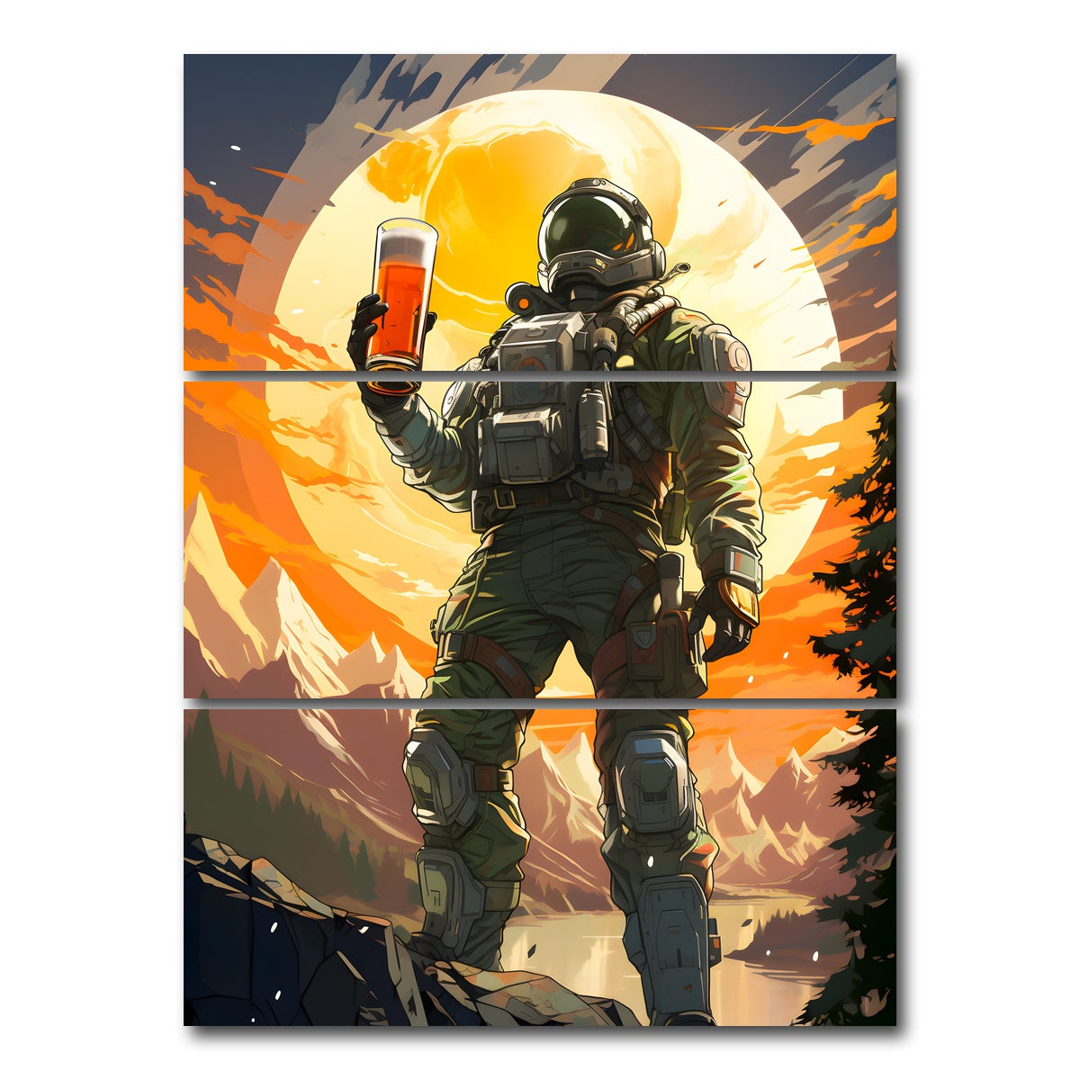 AUTO-MOCKUP WHITE | Astronaut Beer | 3 Piece | Gallery Wrap Canvas | group=8x18_stacked