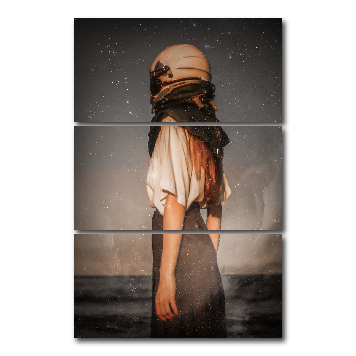 AUTO-MOCKUP WHITE | Astronaut Girl | 3 Piece | Gallery Wrap Canvas | group=12x24_stacked