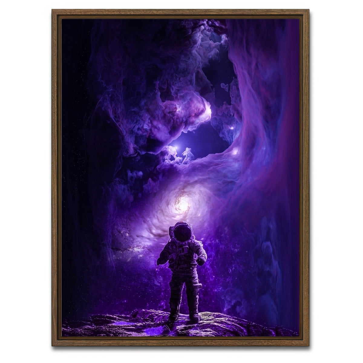 AUTO-MOCKUP WHITE | Astronaut Lost in Space | 1 Piece | Walnut Framed Canvas | group=3x4
