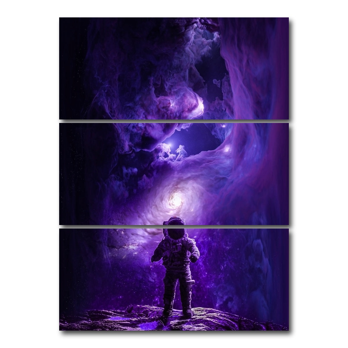 AUTO-MOCKUP WHITE | Astronaut Lost in Space | 3 Piece | Gallery Wrap Canvas | group=8x18_stacked