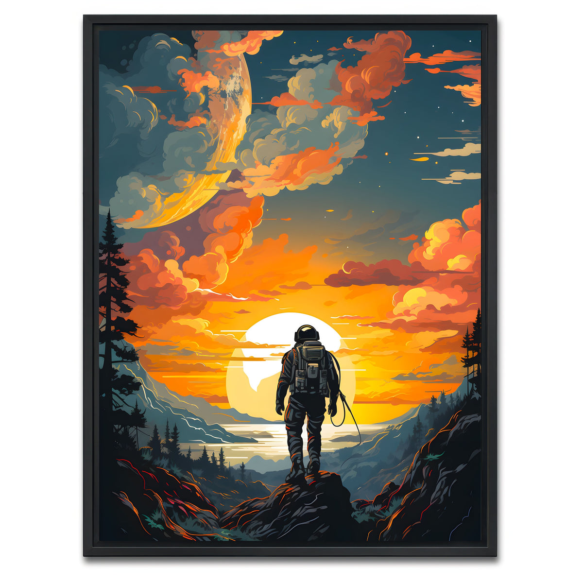 AUTO-MOCKUP WHITE | Astronaut Travelling | 1 Piece | Black Framed Canvas | group=3x4