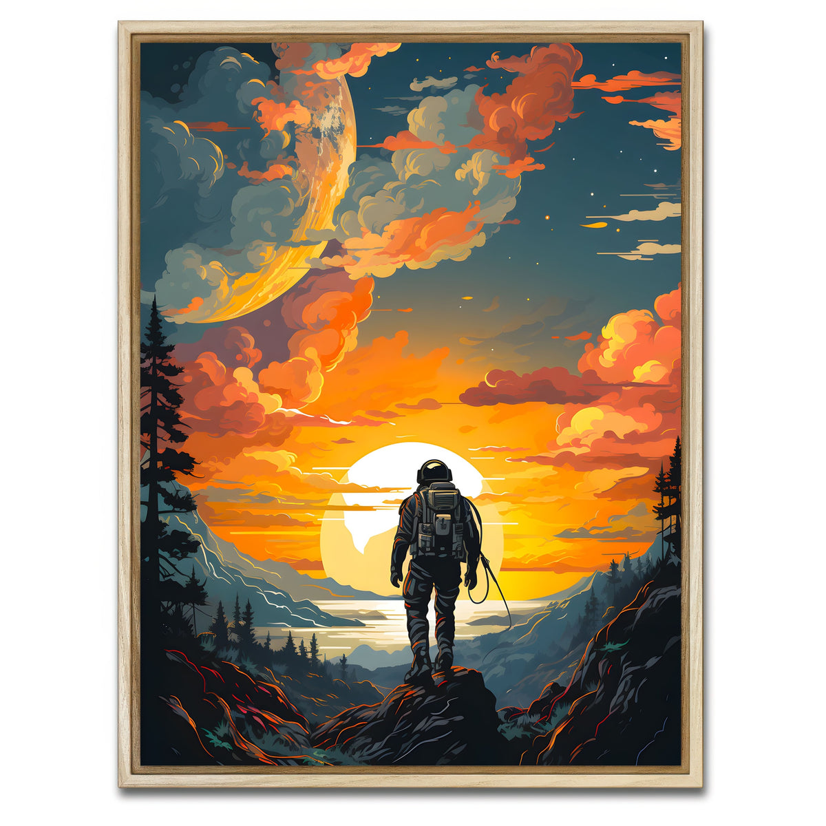 AUTO-MOCKUP WHITE | Astronaut Travelling | 1 Piece | Natural Framed Canvas | group=3x4