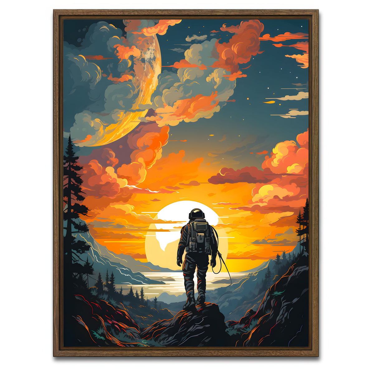 AUTO-MOCKUP WHITE | Astronaut Travelling | 1 Piece | Walnut Framed Canvas | group=3x4
