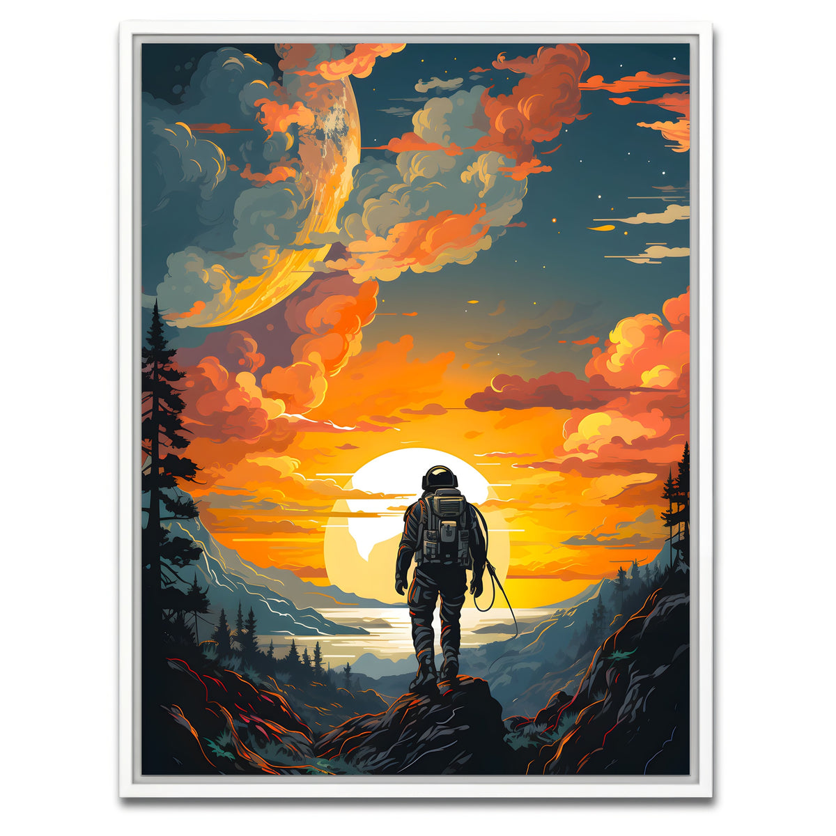 AUTO-MOCKUP WHITE | Astronaut Travelling | 1 Piece | White Framed Canvas | group=3x4